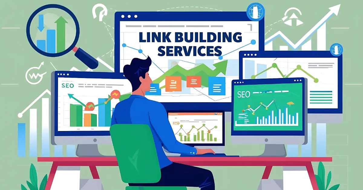 An illustration representing link building services, highlighting effective online marketing and search engine optimization