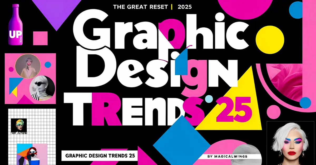 A visual representation showcasing the top 25 graphic design trends, featuring vibrant colors and innovative styles